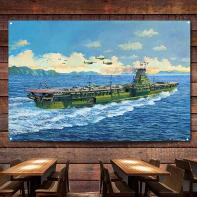 Aircraft Carrier Shinano Wall Art Poster Warship Military Art Flag Decor Banner - Image 1 of 4