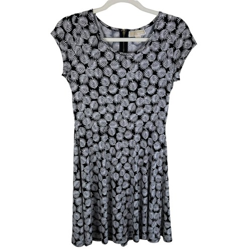 Abito MICHAEL Michael Kors stampa foglia di palma leggero elasticizzato sopra il ginocchio taglia S