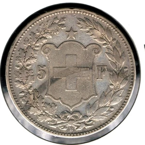 SUIZA - 5 FRANCOS 1890 B KM# 34 - Imagen 1 de 2