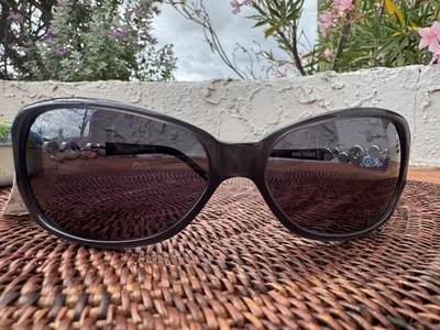 Óculos de sol Brighton cinza escuro tons anel cristal/prata banhado Temple UVA/UVB - Imagem 1 de 4