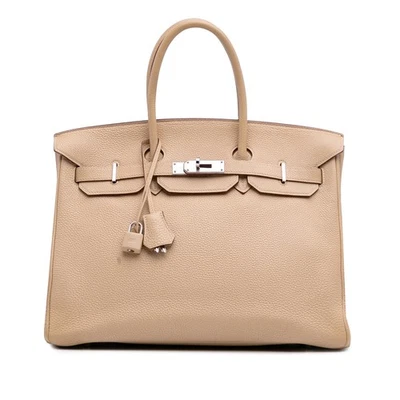 Authenticated Hermès Togo Birkin Retourne 35 Brown Nude Calf Leather Handbag - Image 1 of 4