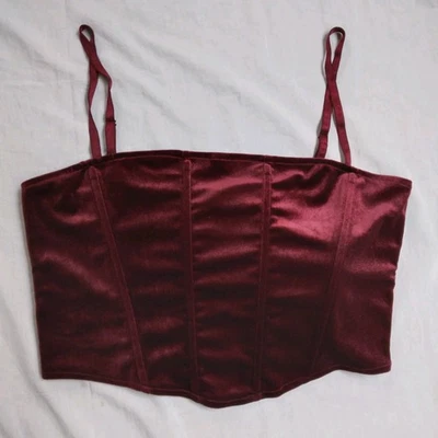 ASTR  Velvet Bustier Corset Crop Top Red Velour Y2K Goth Elegant Women’s Size L - Image 1 of 4