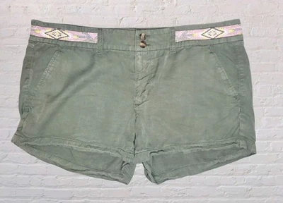 American Eagle Aztec Embroidered Shorts Size 12 Green Low Rise Festival Boho - Image 1 of 4