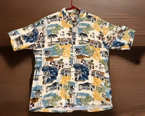VTG Pierre Cardin Men’s L Button Up Shirt Rayon Beach Palm Hawaii Boat Cruise - Picture 1 of 9