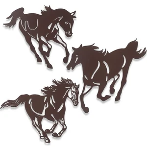 3 Piezas Metal Caballo Pared Arte Decoración Rústico Occidental Correr Caballo Decoración Salvaje... - Imagen 1 de 7