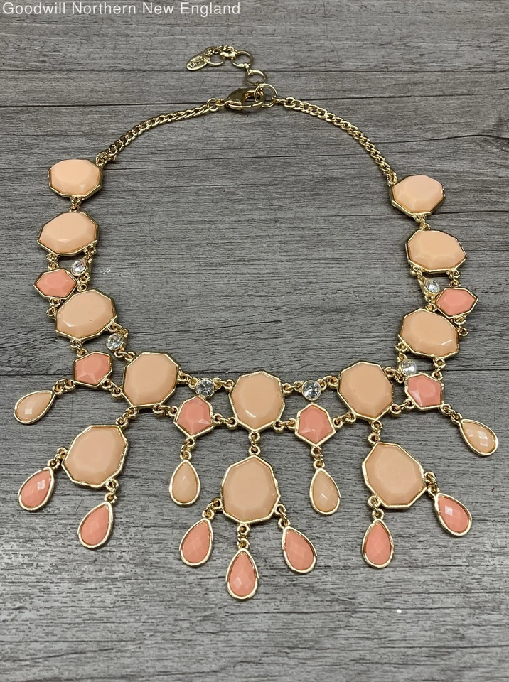 Amrita Singh золотистый заявление ожерелье w. персиковый тон камни 18 + 2" - Изображение 1 из 1