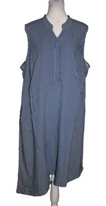Elizabeth & Clarke Sleeveless Striped Dress StainTech Navy Blue Size 18W NEW - Picture 1 of 3