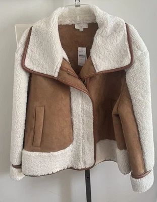 Nuevo con etiquetas Abrigo de Invierno Loft Marrón Vegano Gamuza e Imitación Piel de Oveja Damas Talla XL PRECIO DE VENTA SUGERIDO POR EL FABRICANTE $200 Foto 1 de 4