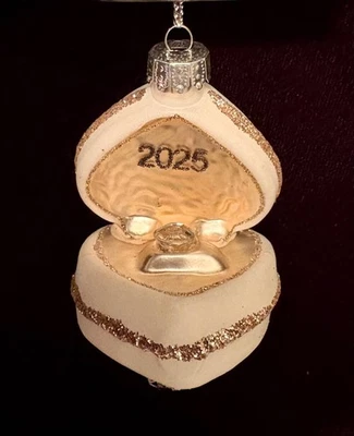 2025 ENGAGED~WEDDING~LOVE~DIAMOND RING~MARRIAGE~MARRIED~MARRY ME ORNAMENT~NWT - Image 1 of 4