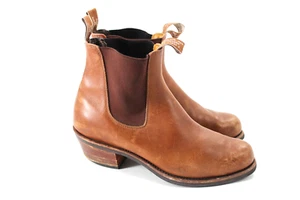 RM Williams Lady Yearling Chelsea Boots Tan - Size 9.5 G Wide Toe High Heel - Picture 1 of 10