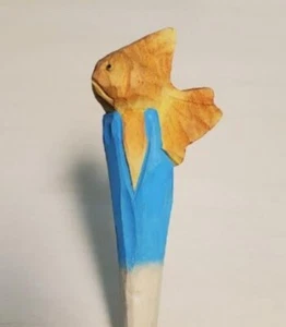 Goldfish Wooden Pen Hand Carved Wood Ballpoint Hand Made Handcrafted V94 - Picture 1 of 1