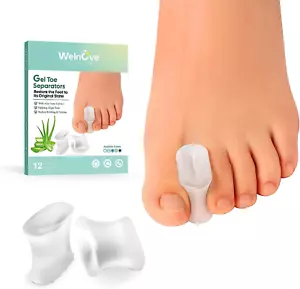 12-Pack Gel Toe Separators – Bunion Pads – Toe Spacers for Straightening Overlap - Picture 1 of 12