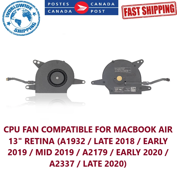 NEW CPU FAN FOR APPLE MACBOOK AIR 13" RETINA A1932 A2179 A2337 Part Nr 923-02438 - Image 1 of 1