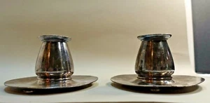 432-203 PAIR OF BREWSTER PL ATE CANDLE HOLDERS candlesticks 2 1/4" high - Picture 1 of 6
