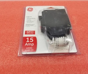 GE 15 Amp Single Pole Ground Fault Circuit Interrupter Breaker with Self-Test - Foto 1 di 4