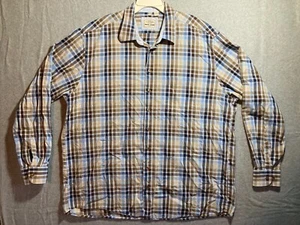 Haupt Mens Size 2XL XXL 45-46 Button Up Shirt Blue Plaid Long Sleeve Vintage - Picture 1 of 11