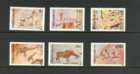 Q976   Zimbabwe   1982    rock paintings   6v.   MNH Cover