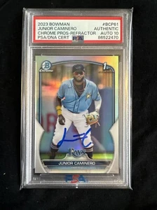 2023 JUNIOR CAMINERO 1st Bowman Prospect Chrome Refractor Auto - PSA 10 - Picture 1 of 2
