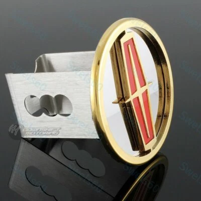 For LINCOLN Gold Logo Stainless Hitch Cover Plug Cap For 2" Trailer Tow Receiver - Image 1 of 4