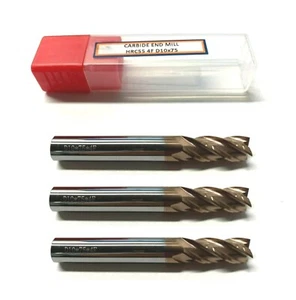 Pack of 3 PCS 10mm TUNGSTEN CARBIDE END MILL TiAIN COATED 4 FLUTES HRC55 OAL75MM - Picture 1 of 4