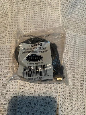 NOS NEW SEALED Belkin F1D9005-06 6FT Universal PS/2 KVM Switch Cables - Image 1 of 2