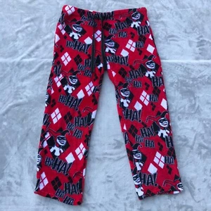 Harley Quinn Ha Ha Pajama Pants Youth Plus Size Large Red EUC Sleepwear - Picture 1 of 8