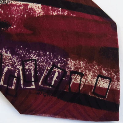 Corbata de cuello vintage de alta costura Oscar De La Renta roja abstracta acuarela para hombre 56x3,75 Foto 1 de 4