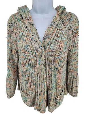 BCBG Maxazria Sweater XL Knit Hooded Cardigan Colorful Speckled - Image 1 of 4