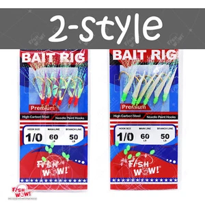 Plataforma de cebo de pesca 2 estilos premium sabiki acero alto carbono 6 ganchos talla 1/0 talla 1 - Imagen 1 de 5