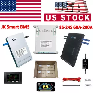 JK 8S-24S 60A-200A Smart BMS LiFePo4 Li-ion Active Balance Board BT Lot AEU USA - Picture 1 of 28