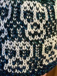 MOSAIC SLIP STITCH HALLOWEEN SKULL BEANIE HAT KNITTING PATTERN OOAK CUTE WARM - Picture 1 of 8