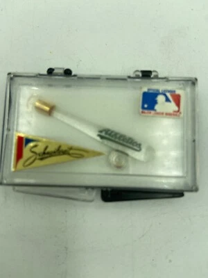 MLB OAKLAND ATHLETICS A's 1988 Hand Crafted Glass Baseball Bat Pin NOS VTG 1.5" - Image 1 of 2