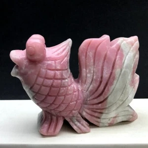 360G Natural pink aobao quartz crystal Hand Carved goldfish Healing - Picture 1 of 12