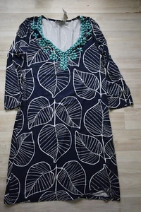 Boden Kleid Damen 3/4 Arm Blau/ Weiß/ Grün - Bild 1 von 3