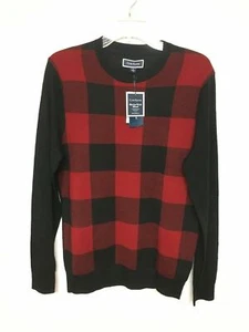 Club Room Men's Plaid Merino Wool Blend Sweater 100078850MN Small Cherry NWT $65 - Picture 1 of 2