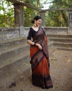 Designer Sari Bollywood Bridal Silk Saree Blouse South Indian Ethnic Ready made - Picture 1 of 17