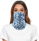 Snood Scarf Neck Warmer Face Cover Bandana Blue Leaves Pattern from YoshiGo