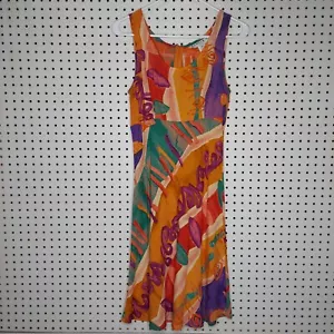 Pamela B Vtg 90s Dress 4 Sleeveless Multicolor Abstract Empire Scoop Neck Artsy - Picture 1 of 5