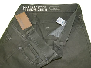 Herren grüne Jeans Old Navy Premium Denim SLIM Etikett 34x30 gemessen Größe 34x28 - Bild 1 von 5