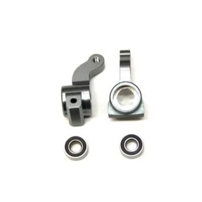 STRC Alum. Front Steering Knuckle w/larger outer bearing GunM (1 pair) : Granite - Image 1 of 2