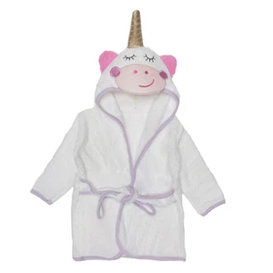 EVERYDAY KIDS Hooded Baby Toddler Bathrobe - Unicorn with Horn - Picture 1 of 4