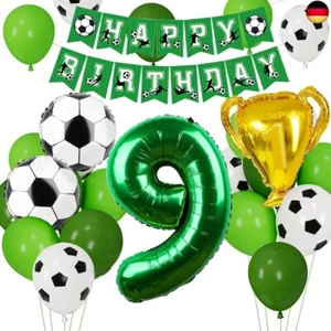 Fußball Luftballon 9. Geburtstag, Fussball Deko Geburtstag Kinder 9 Jahre, - Bild 1 von 7