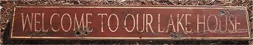 Welcome to our Lake House Rustic Hand Painted Wood Sign - Image 1 of 1