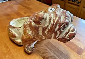 Fioriera ceramica messicana Bulldog testurizzata dipinta a mano arte giardino vaso L@@K! - Foto 1 di 12