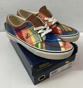 Polo Ralph Lauren Faxon X Scarpe Pony Colorate a Quadri Uomo Taglia 9 Nuove - Foto 1 di 8