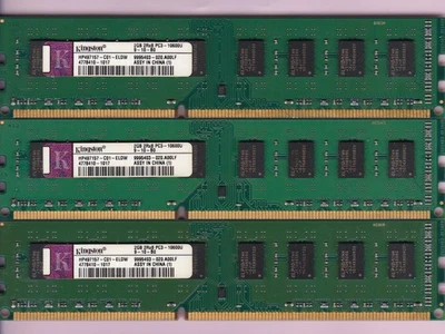 Kit de memoria RAM de escritorio 6 GB 3x2 GB PC3-10600 DDR3-1333 KINGSTON HP497157-C01-ELDW Foto 1 de 2