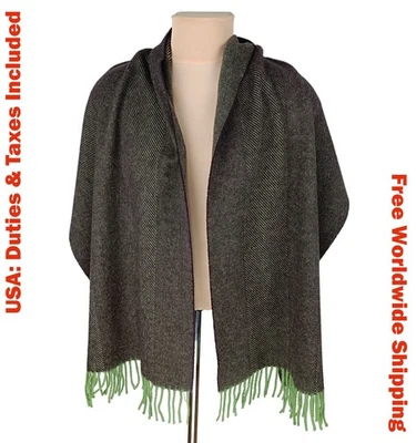 Bufanda con flecos de lana virgen verde/violeta Acne Studio 200х45 cm hecha en Italia Foto 1 de 4