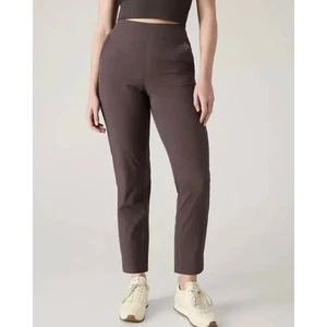 Athleta Brooklyn Ankle Pant Womens Sz 12 Tall Brown Elastic Waisted Pockets - Picture 1 of 12