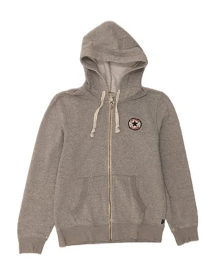 Pull à capuche zippé homme CONVERSE gris moyen coton AK01 - Photo 1/3