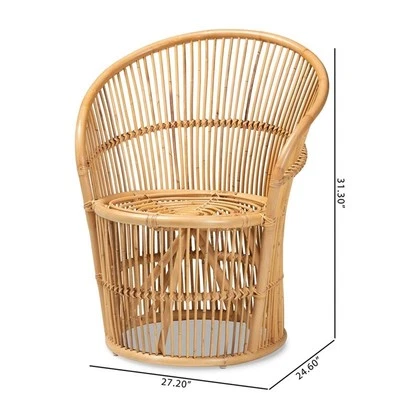 Silla Baxton Studio Narva Moderna Bohemia Natural Marrón Ratán Foto 1 de 4